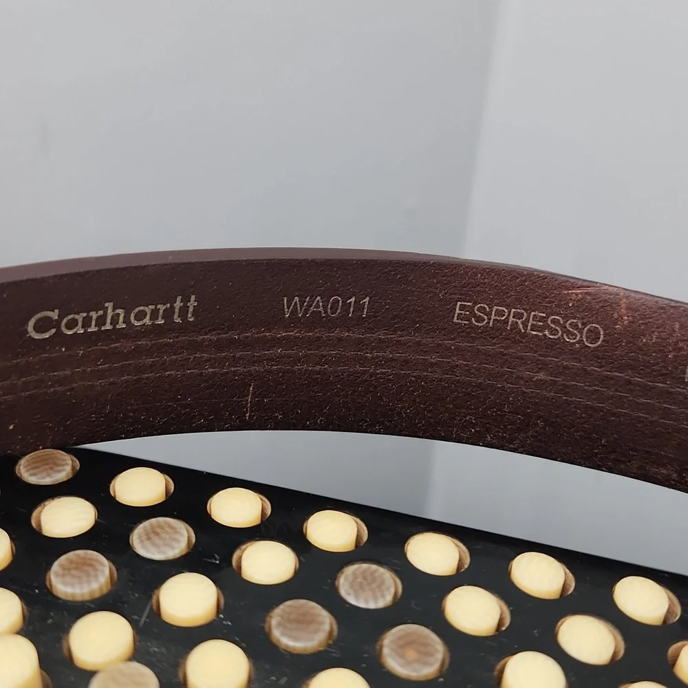 CARHARTT ESPRESSO BROWN LEATHER BELT W/SILVER C LOGO BUCKLE SZ LARGE